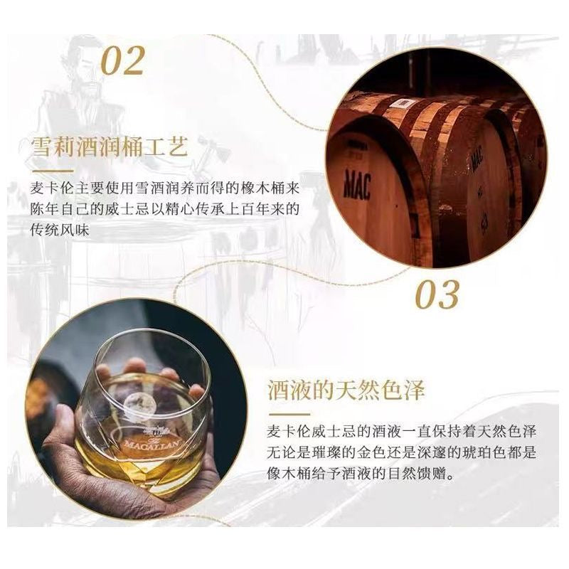 The Macallan 12 Years Old Double Cask Single Malt Scotch Whisky – 700ml 
麦卡伦 12年双桶蓝钻单一麦芽威士忌 – 700ml
 ABV (酒精度): 40%