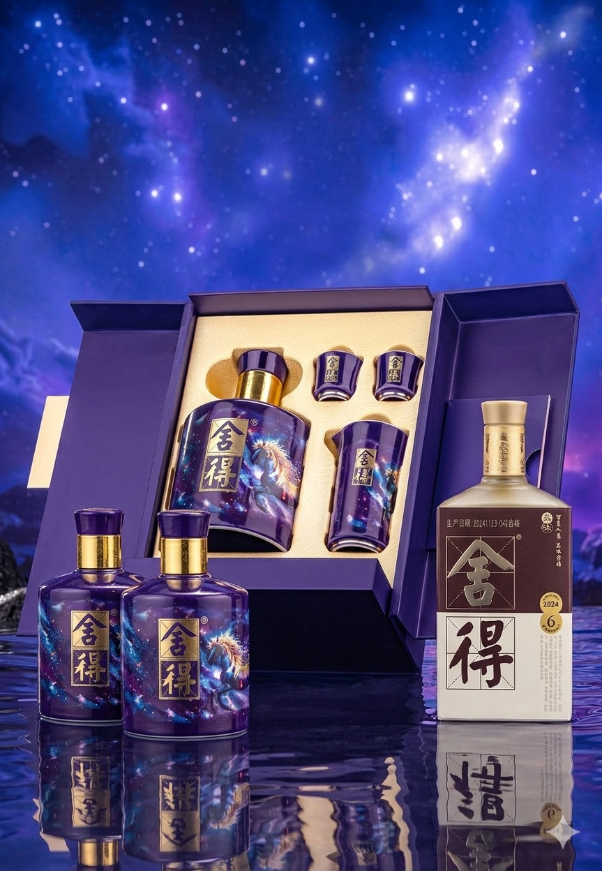 舍得马年生肖珍藏版白酒 (500ml)x4+品味舍得x1
Shede Year of the Horse Limited Edition Baijiu (500ml)x4 giftboxes+PinWei She De x1